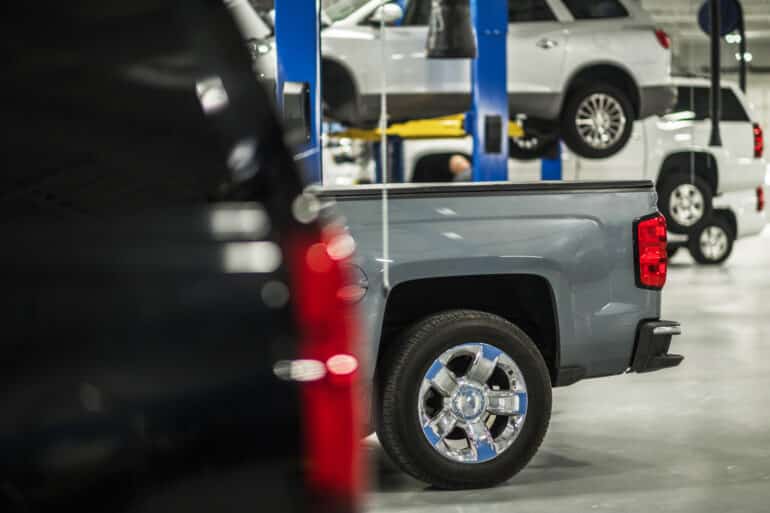 car under maintenance at gm